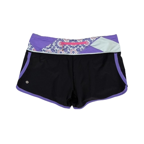 Lululemon Women Size 8 Groovy Run Shorts Black Quilt Summer13 5 Power Purple - Picture 3 of 13